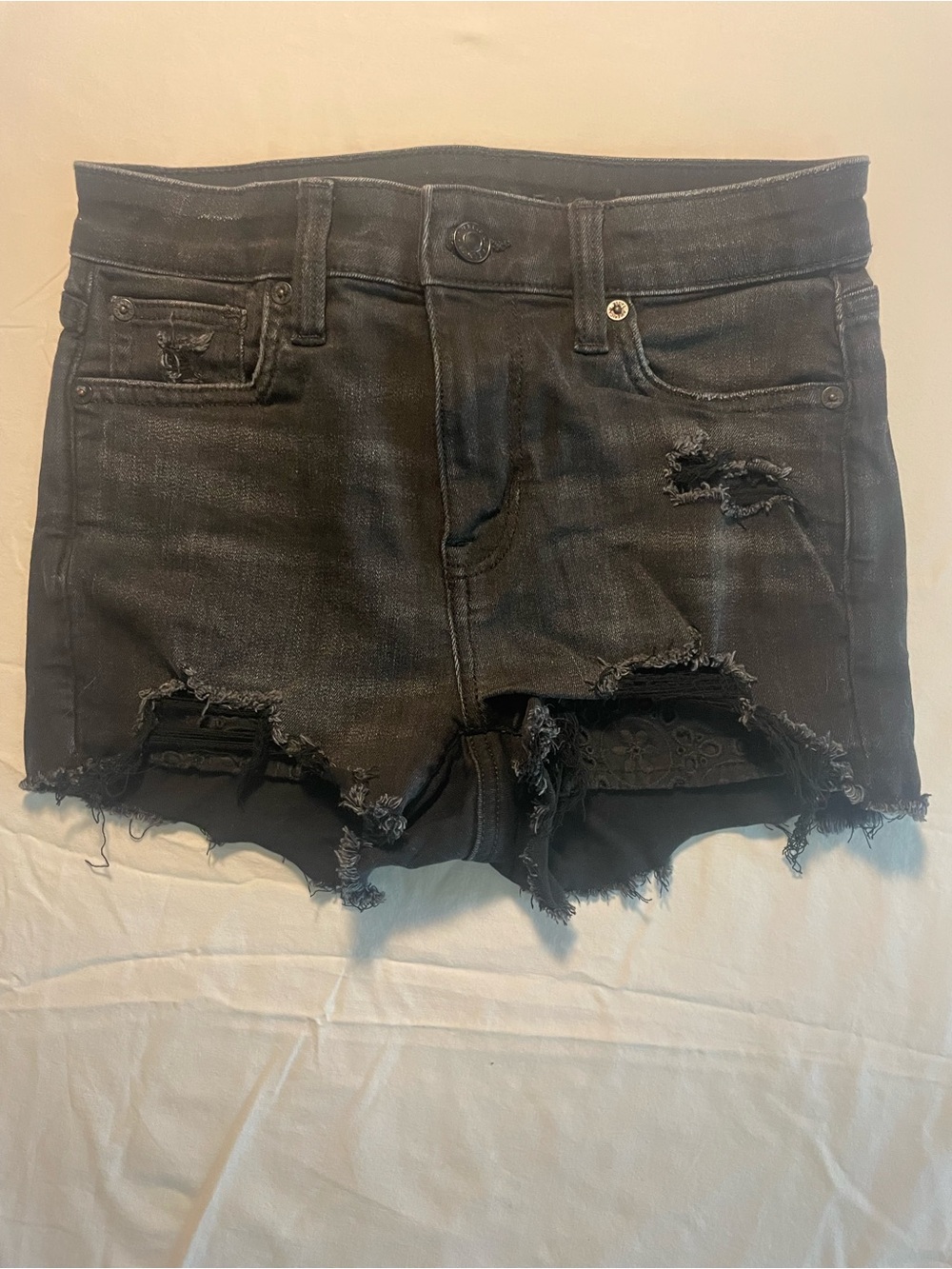 American Eagle Outfitters Black Distressed Denim Shorts